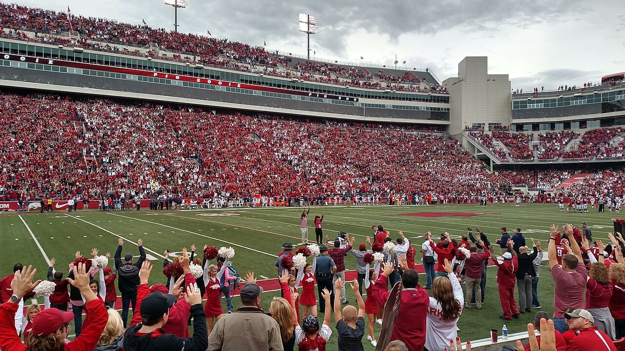 Donald W. Reynolds Razorback Stadium aerial view